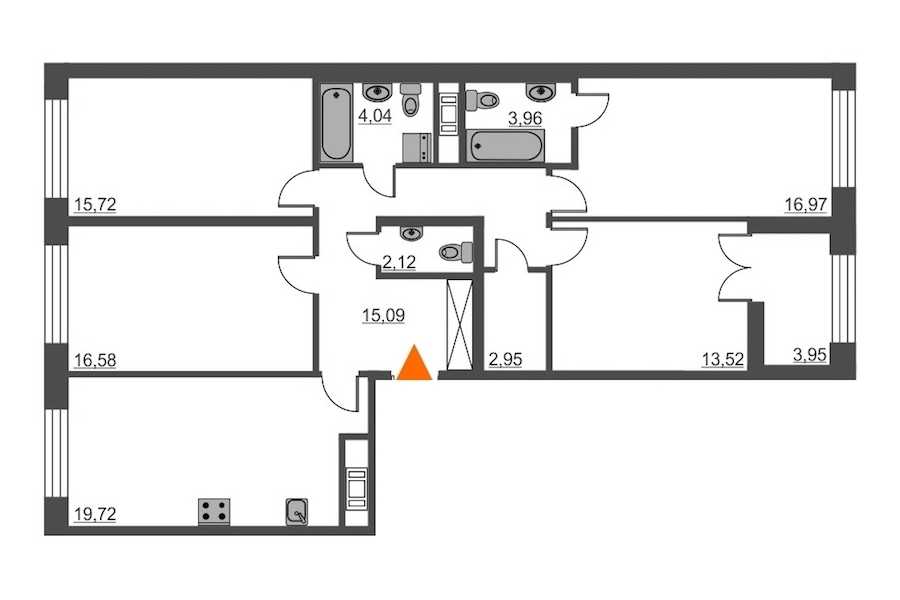 Четырехкомнатная квартира в : площадь 110.67 м2 , этаж: 6 – купить в Санкт-Петербурге